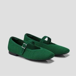 VIVAIA Square-Toe Mary-Jane (Margot Mary-Jane) in Forest Green Color SIZE 39.5